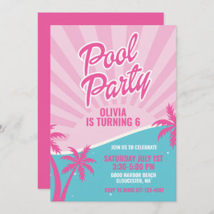 Invitation Anniversaire de la soirée Pink Malibu
