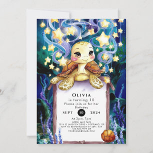 Invitation Anniversaire de la tortue sous-marine mignonne