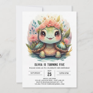 Invitation Anniversaire de la tortue sur mesure aquatique