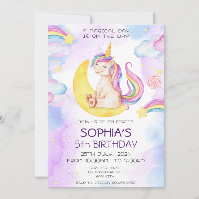 Invitation Anniversaire de la Unicorn, Parti de la (Devant)