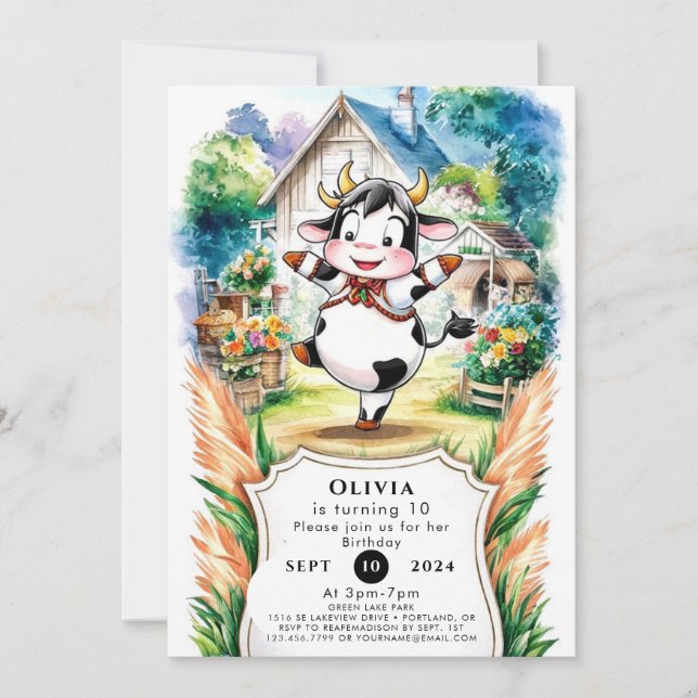 Invitation Anniversaire de la vache chantée (Devant)
