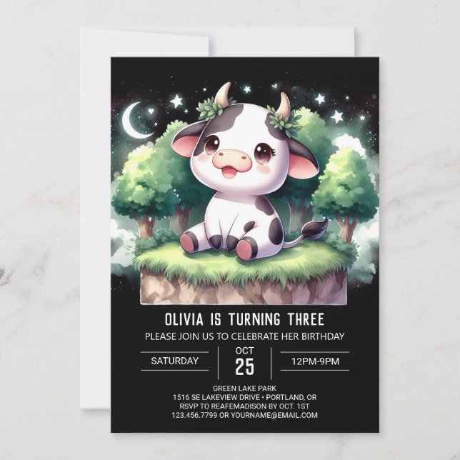 Invitation Anniversaire de la vache de Bohême (Devant)