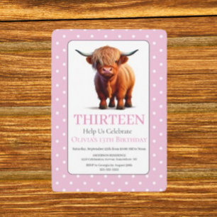Invitation Anniversaire de la vache de Charming Met Highland