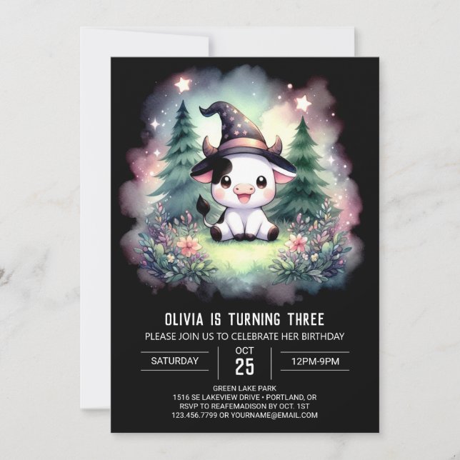 Invitation Anniversaire de la vache en ligne moderne (Devant)