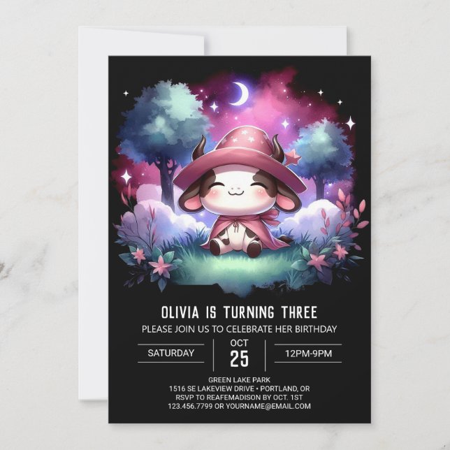 Invitation Anniversaire de la vache-enfant moderne (Devant)