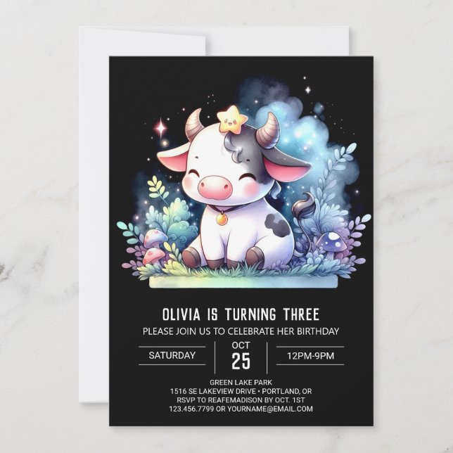 Invitation Anniversaire de la vache personnalisée rustique (Devant)