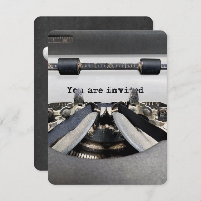 Invitation Anniversaire de la vieille machine à écrire (Devant / Derrière)