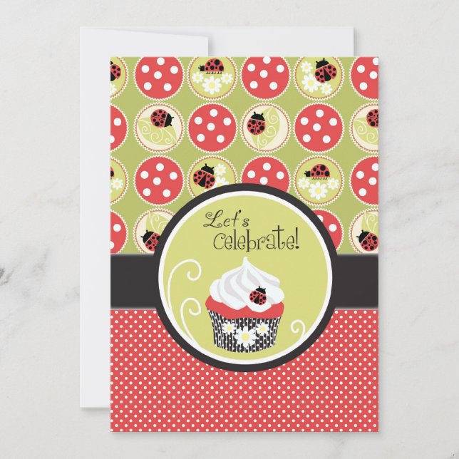 Invitation Anniversaire de Lady Bug et Cupcake (Devant)