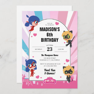 Invitation Anniversaire de Ladybug et de Cat Noir Chibi