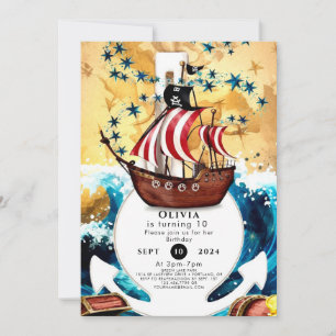 Invitation Anniversaire de l'Ahoy Pirate Simple pour enfants