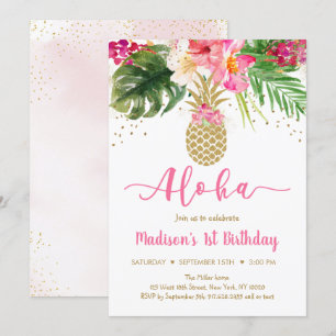 Invitation Anniversaire de l'Aloha Floral Pineappa Rose