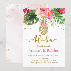 Invitation Anniversaire de l'Aloha Floral Pineappa Rose