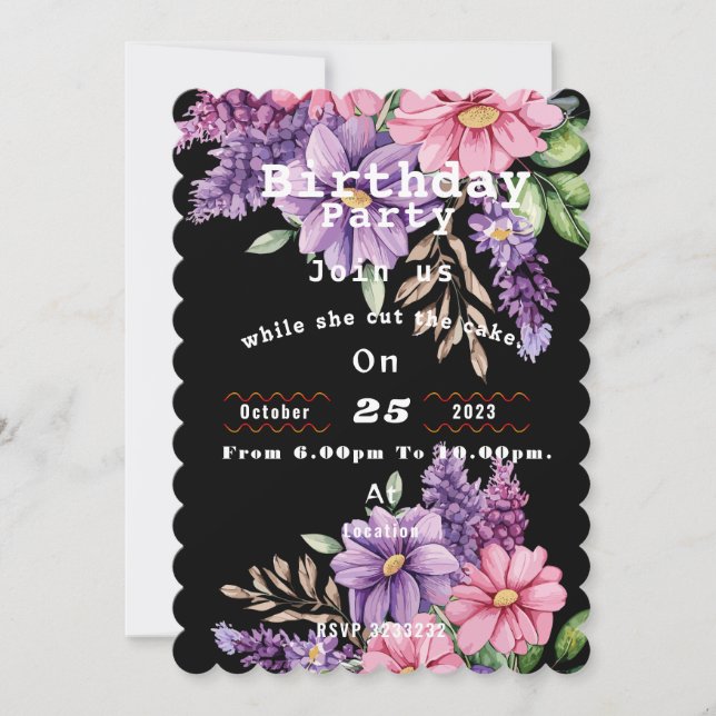 Invitation anniversaire de l'amoureux des fleurs (Devant)