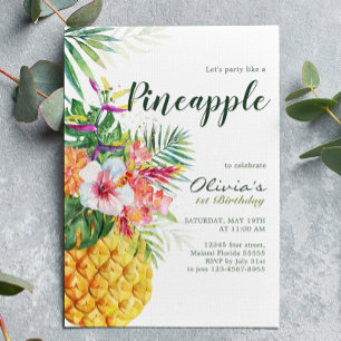 Invitation Anniversaire de l'ananas floral tropical