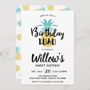Invitation Anniversaire de l'ananas Luau Party, tout âge