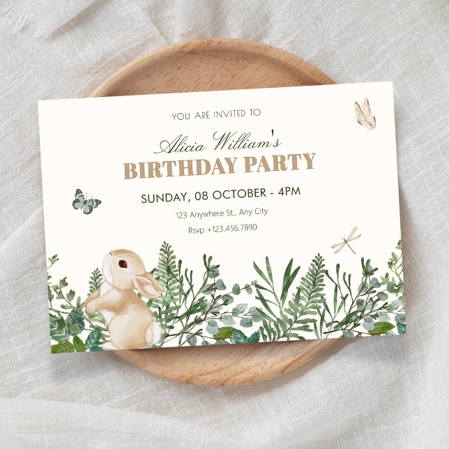 Invitation Anniversaire de lapin de jardin (Créateur téléchargé)