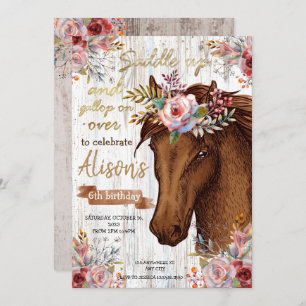 Invitation Anniversaire de l'aquarelle Cowgirl