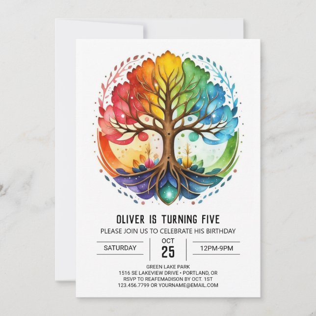 Invitation Anniversaire de l'arbre cosmique mystique (Devant)
