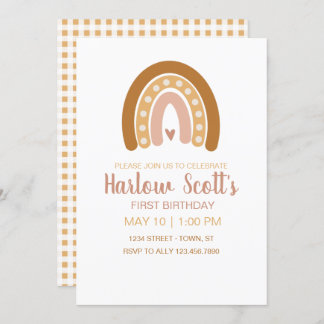 Invitation Anniversaire de l'arc-en-ciel neutre de Boho