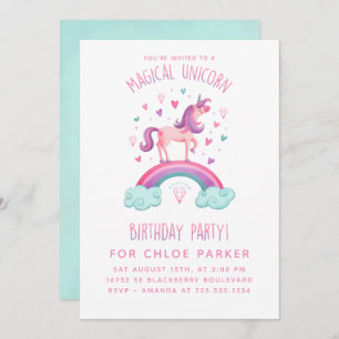 Invitation Anniversaire de l'Arc-en-ciel Unicorn