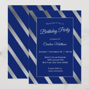 Invitation Anniversaire de l'argent bleu