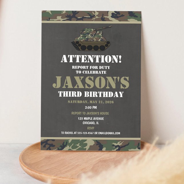Invitation Anniversaire de l'armée Camo (Créateur téléchargé)
