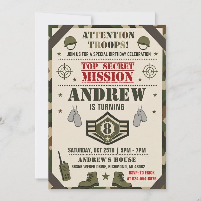 Invitation Anniversaire de l'armée personnelle (Devant)
