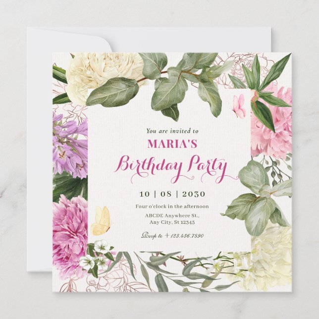 Invitation Anniversaire de l'art floral (Devant)