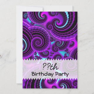 Invitation Anniversaire de l'art fractal de la spirale violet