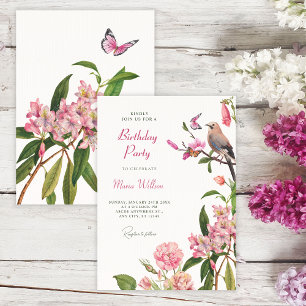 Invitation Anniversaire de l'art ornithologique floral