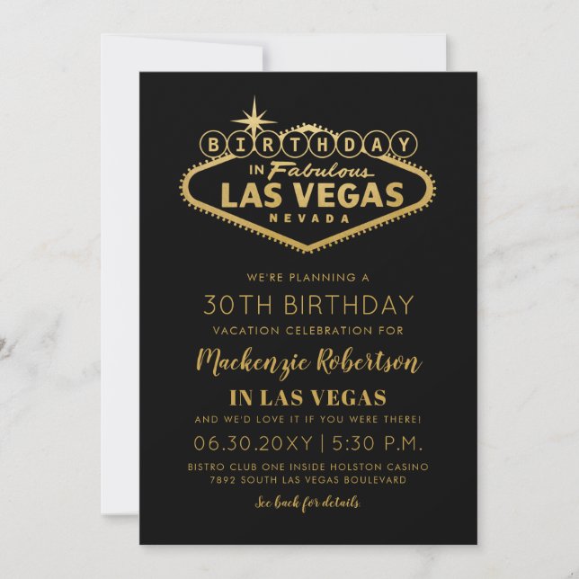 Invitation Anniversaire de Las Vegas (Devant)