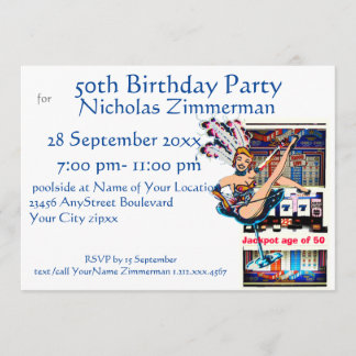 Invitation Anniversaire de Las Vegas Showgirl et Slot Machine