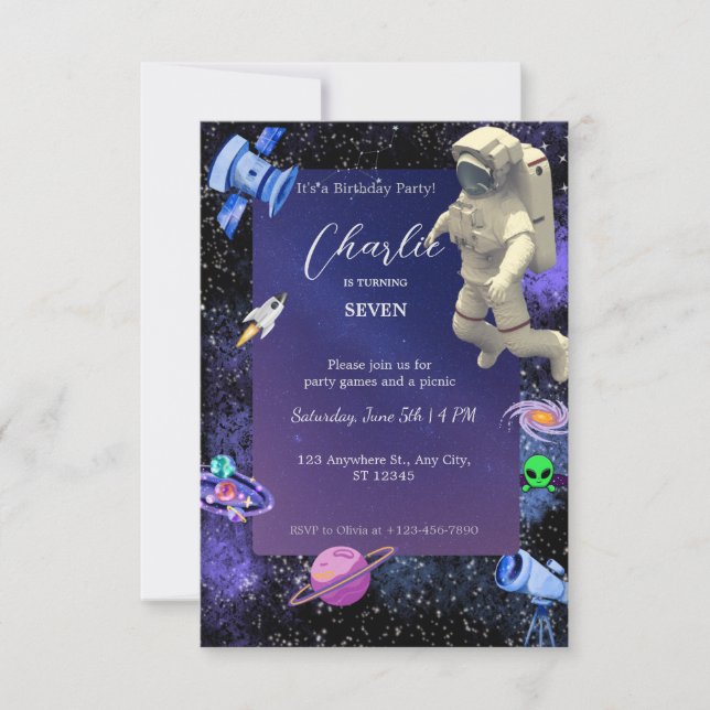 Invitation Anniversaire de l'astronaute (Devant)