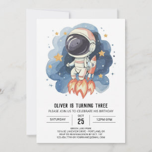 Invitation Anniversaire de l'astronaute céleste moderne pour 