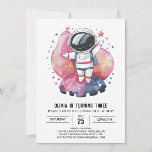 Invitation Anniversaire de l'astronaute d'aventure cosmique B