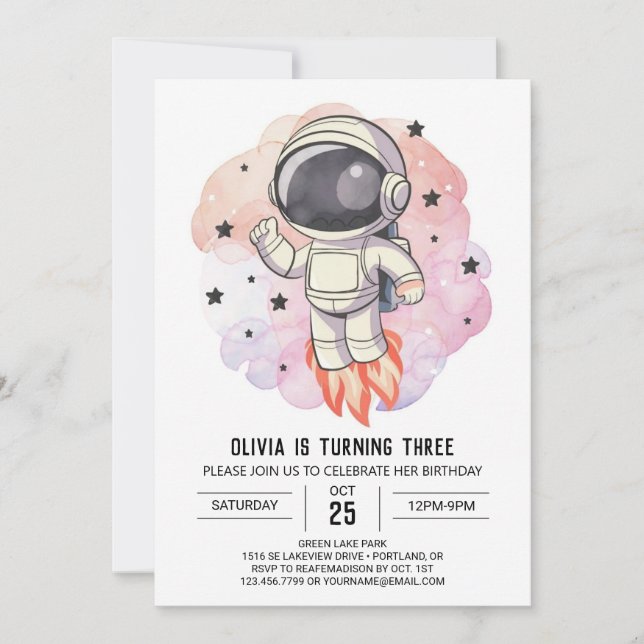 Invitation Anniversaire de l'astronaute de l'Odyssée de la fu (Devant)