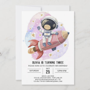 Invitation Anniversaire de l'astronaute d'Odyssée rose modern