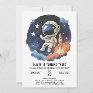 Invitation Anniversaire de l'astronaute pour enfants de l'ext