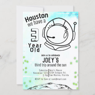 Invitation Anniversaire de l'astronaute Space Neon