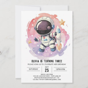 Invitation Anniversaire de l'astronaute Starry Modern Odyssey