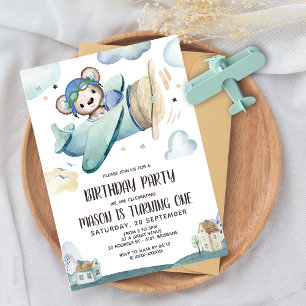 Invitation Anniversaire de l'avion Teddy Bear