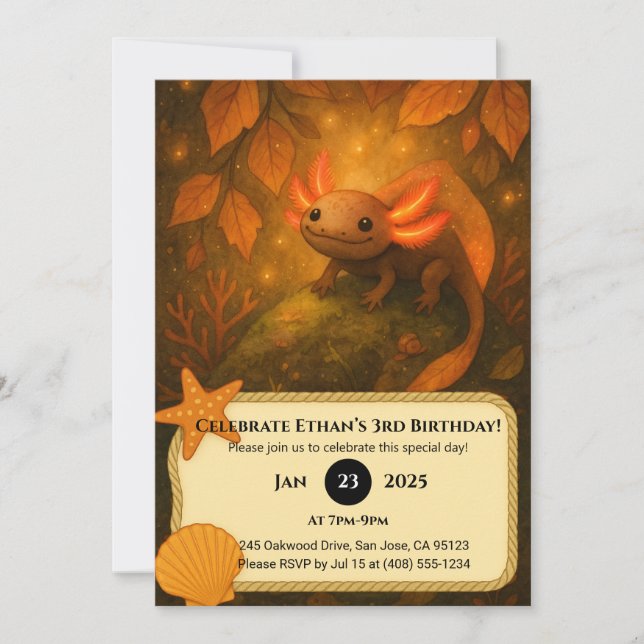 Invitation Anniversaire de l'Axolotl de la Forêt d'Automne  (Devant)