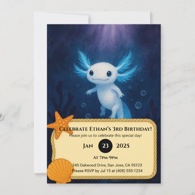 Invitation Anniversaire de l'Axolotl de l'Esprit de l'Océan  (Devant)