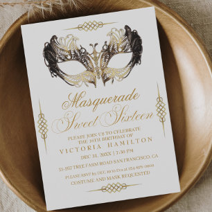 Invitation Anniversaire de l'élégant Sweet sixteen de mascara