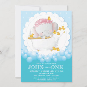 Invitation Anniversaire de l'éléphant mignon