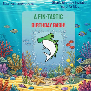 Invitation Anniversaire de l'enfant avec nageoire de requin m