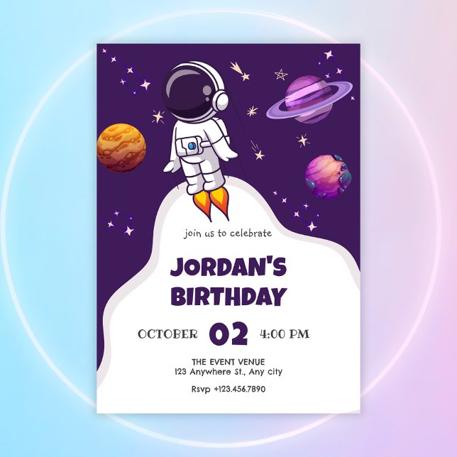 Invitation Anniversaire de l'espace astronaute (Créateur téléchargé)