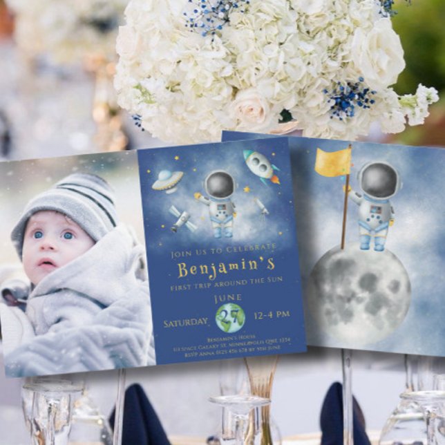 Invitation Anniversaire de l'espace Un astronaute (Créateur téléchargé)