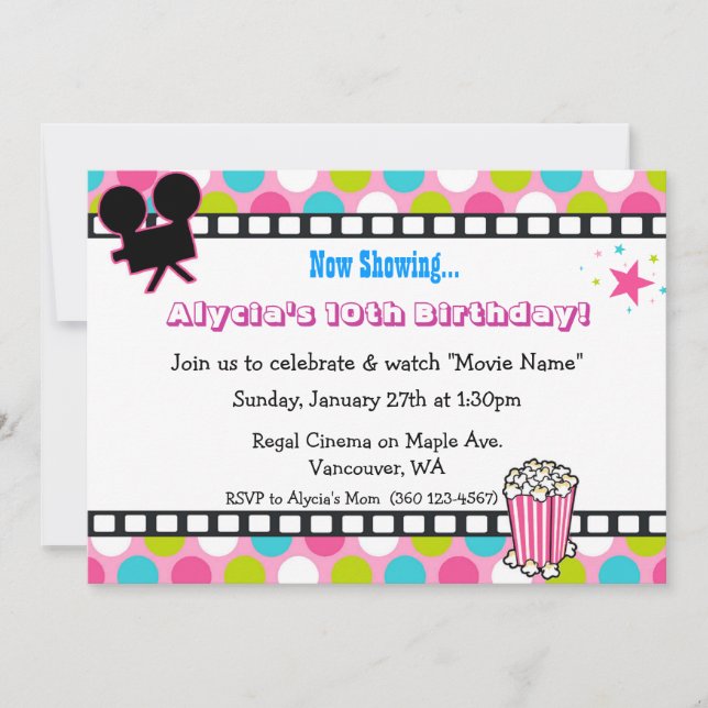 Invitation Anniversaire de l'Étoile de cinéma (Devant)