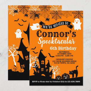 Invitation Anniversaire de l'Halloween orange et noir